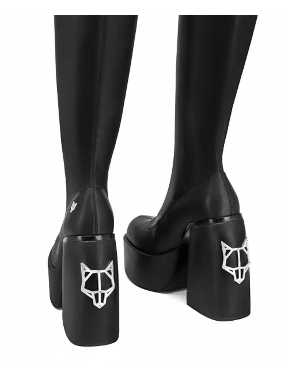 Naked Wolfe Black Knee-High Platform Block Heel Boots